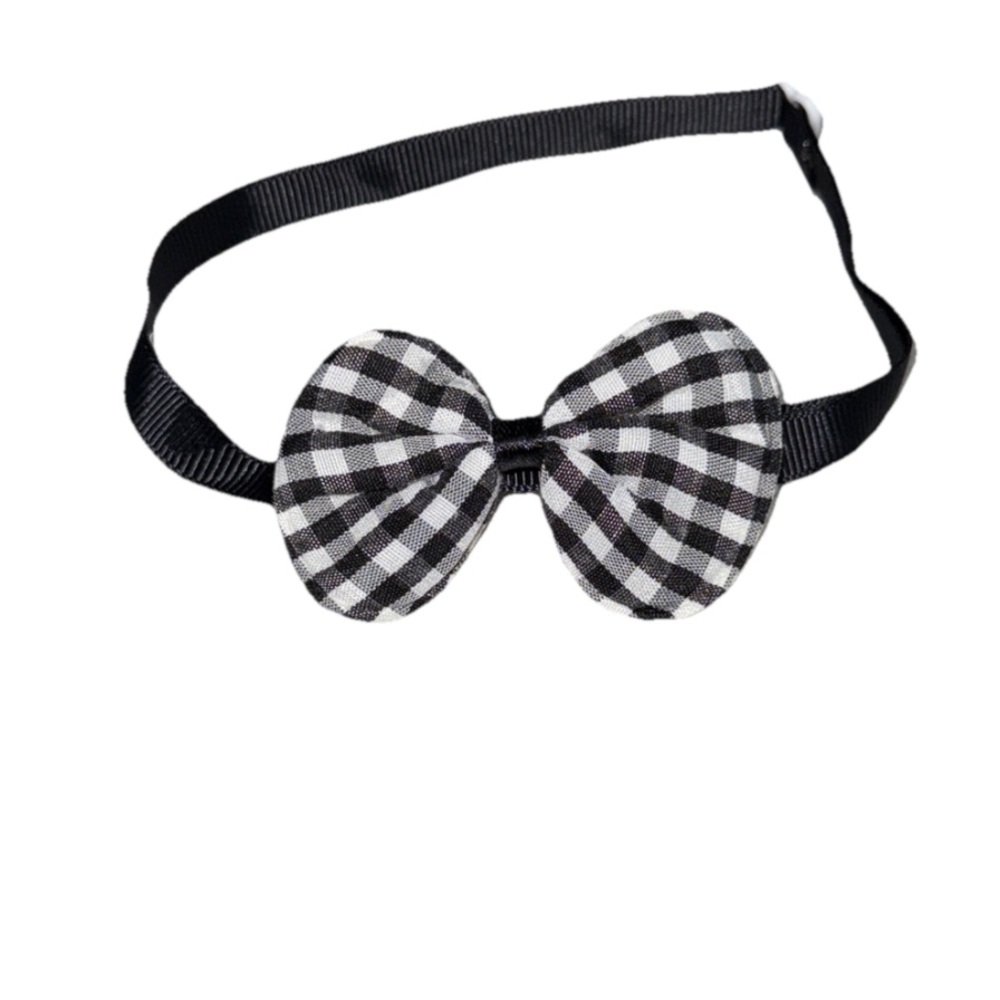 Pet Bow Tie Collar Checkered Black/White OS Adjustable NEW - Picture 1 of 2